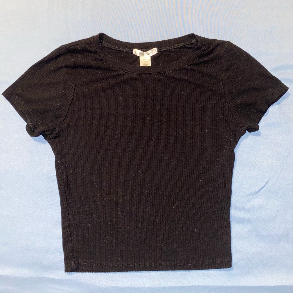 Bozzolo Black Fitted Crop T-Shirt Short Sleeve
